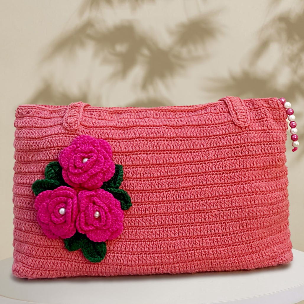 VOLUME 1: Floral pink crochet bag