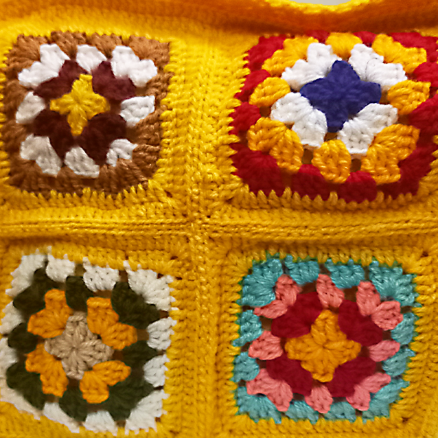YELLOW CROCHET PATTREN BAG