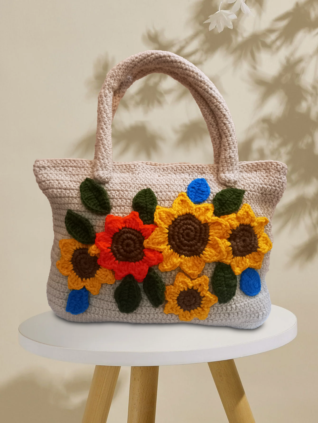 BEIGE WITH CROCHET SUNFLOWERS