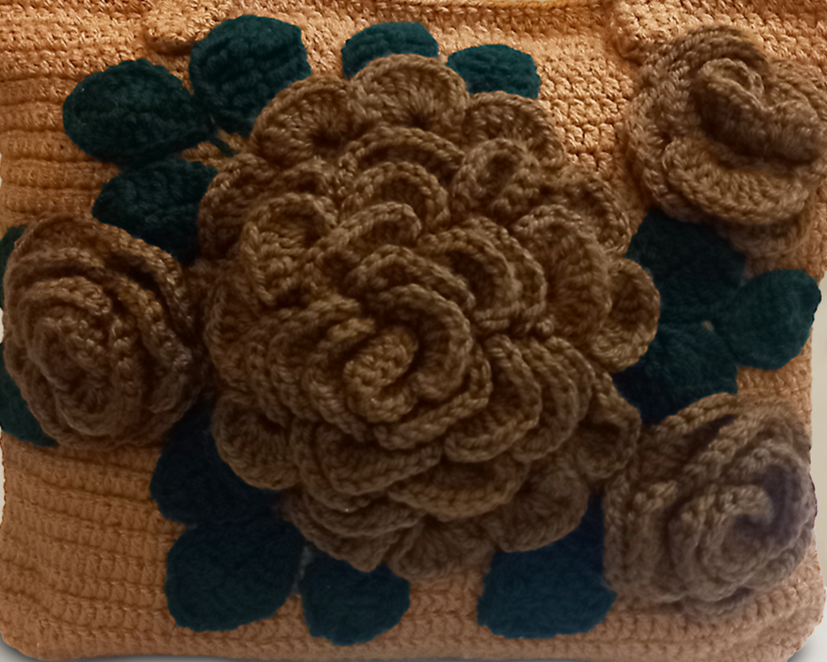 LIGHT BROWN WITH BIG CROCHET FLOWER