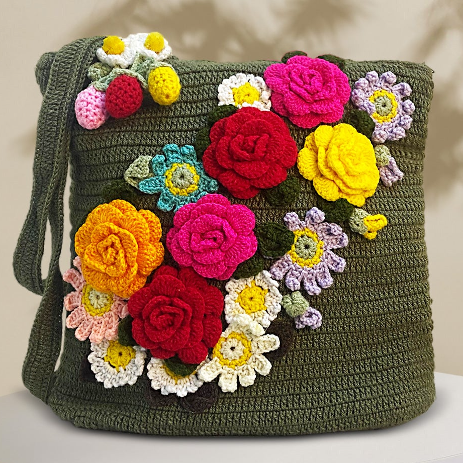 VOLUME 1: Dark green with floral crochet