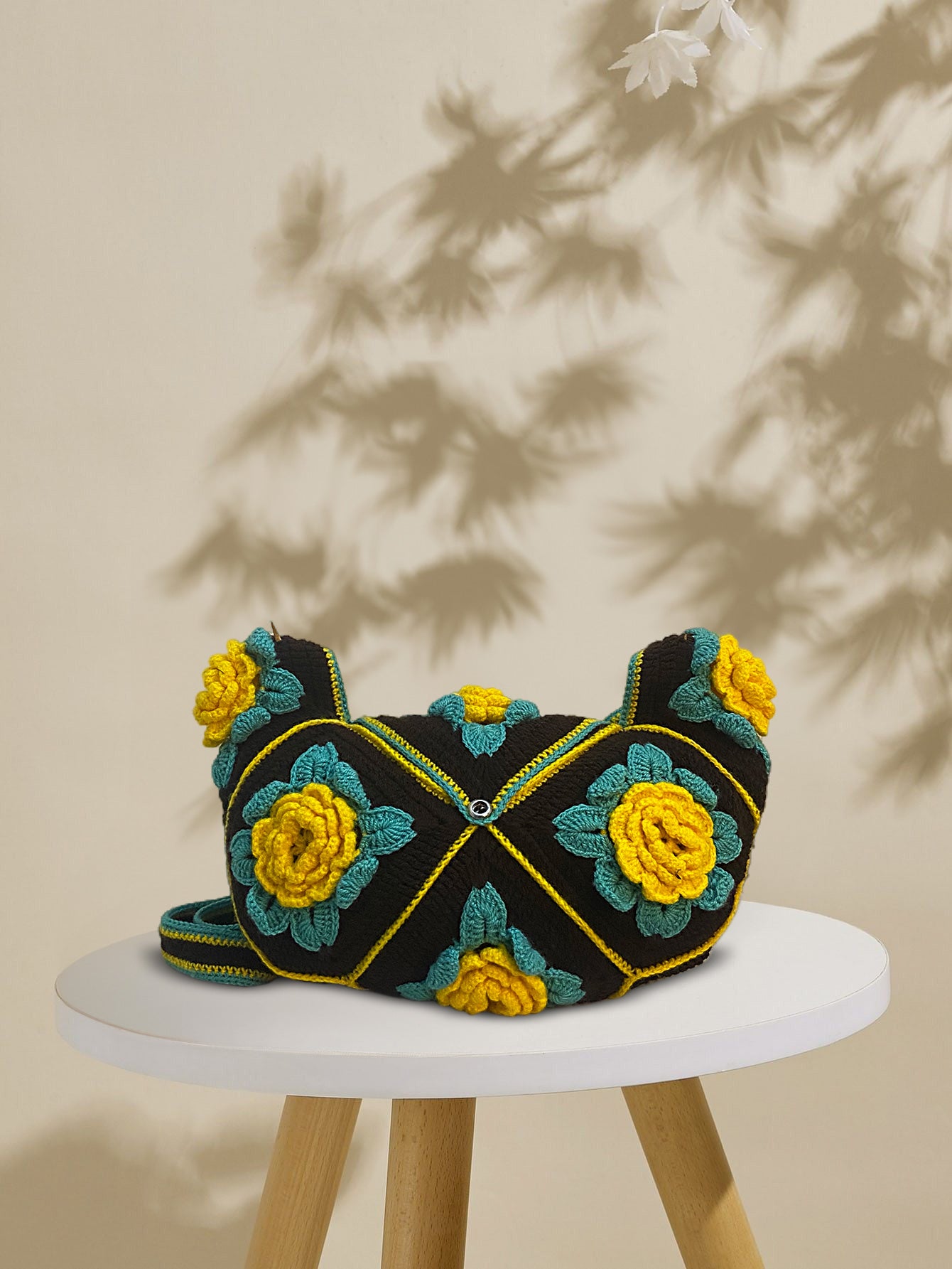 VOLUME 1: Dark brown with ferozi and yellow flowers