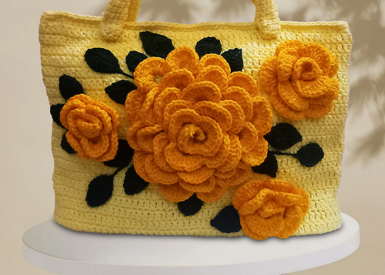 LIME YELLOW WITH BIG CROCHET FLOWER