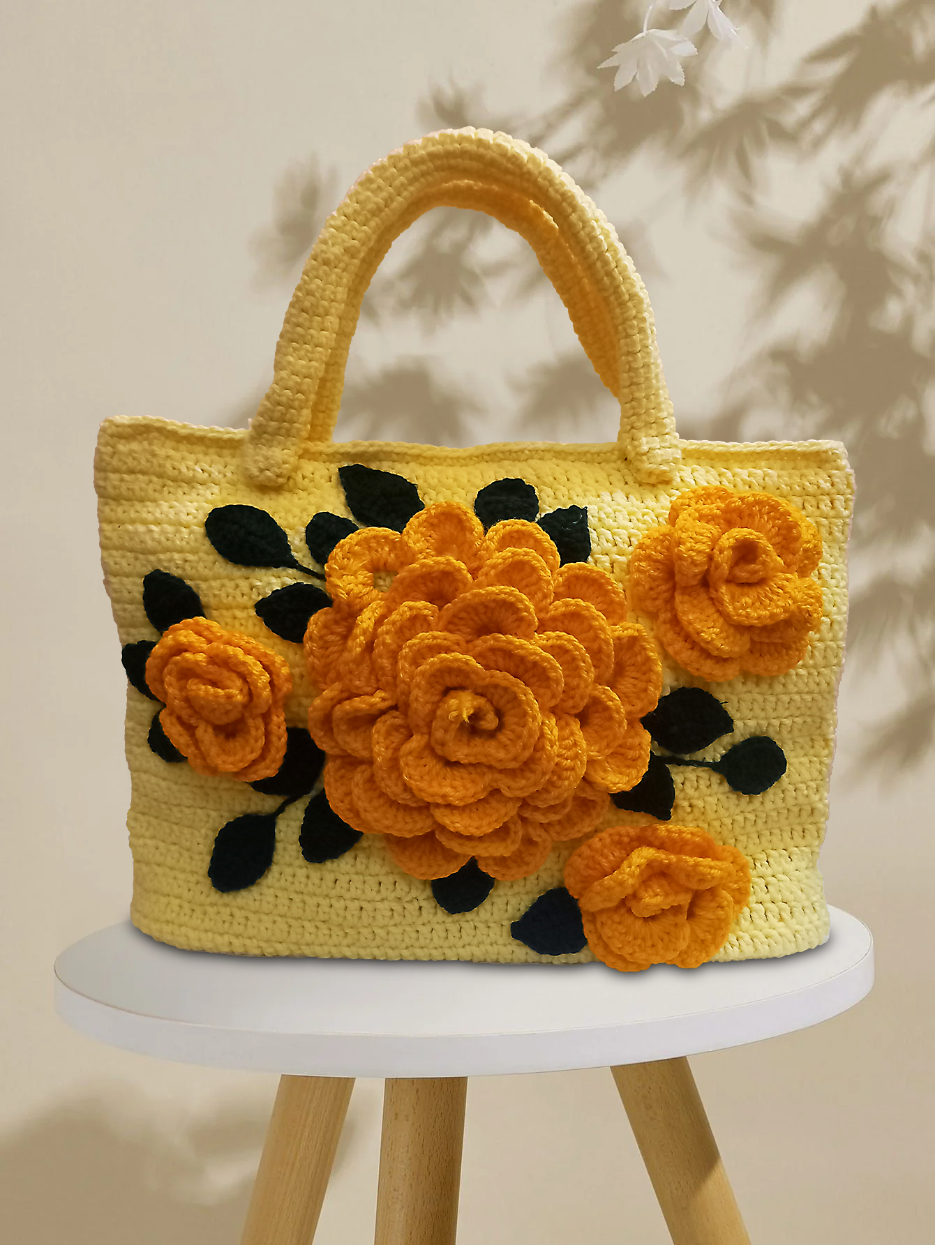 LIME YELLOW WITH BIG CROCHET FLOWER