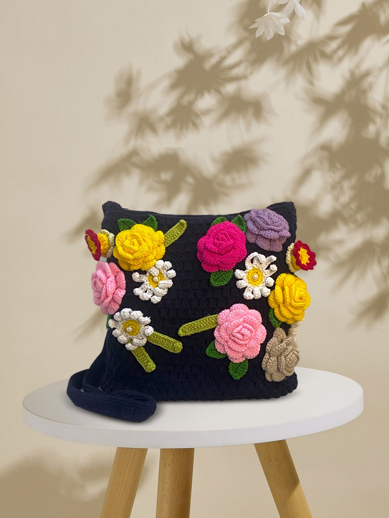 VOLUME 1: Black crochet floral pattern