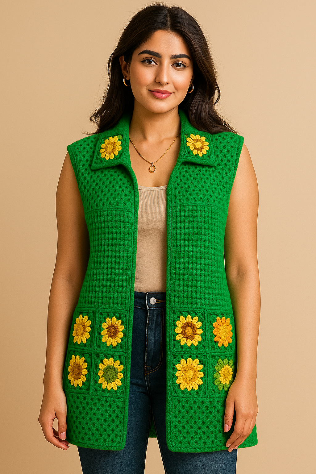Short 36 inches crochet cardigan