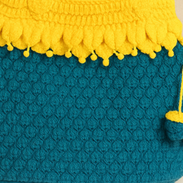 beautiful crochet bag in yellow and blue