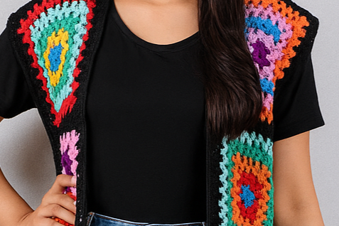 Long 42 inches crochet cardigan