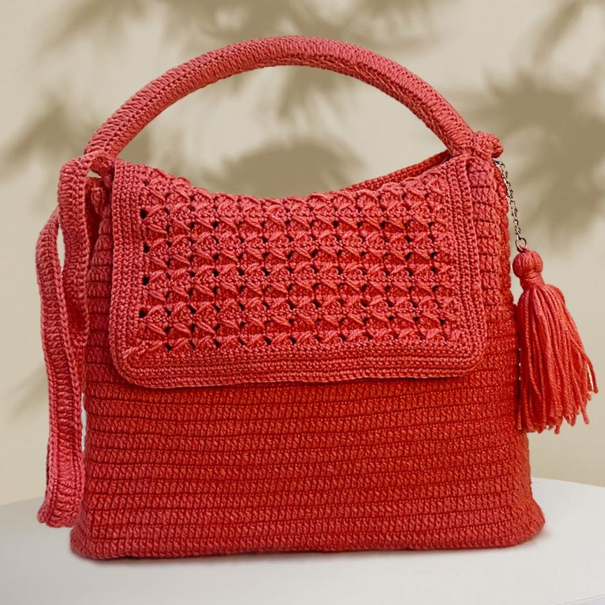 Volume 1 : Carrot pink crochet bag