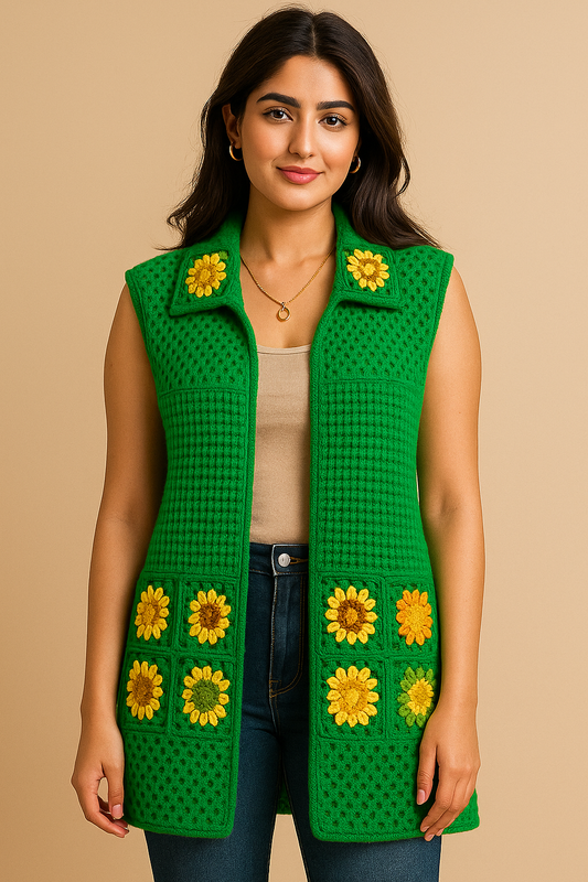Short 36 inches crochet cardigan