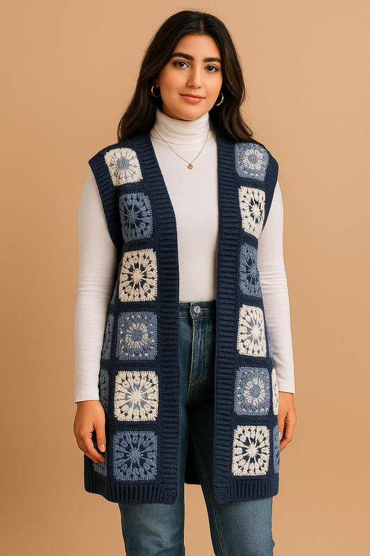 Short 36 inches crochet cardigan