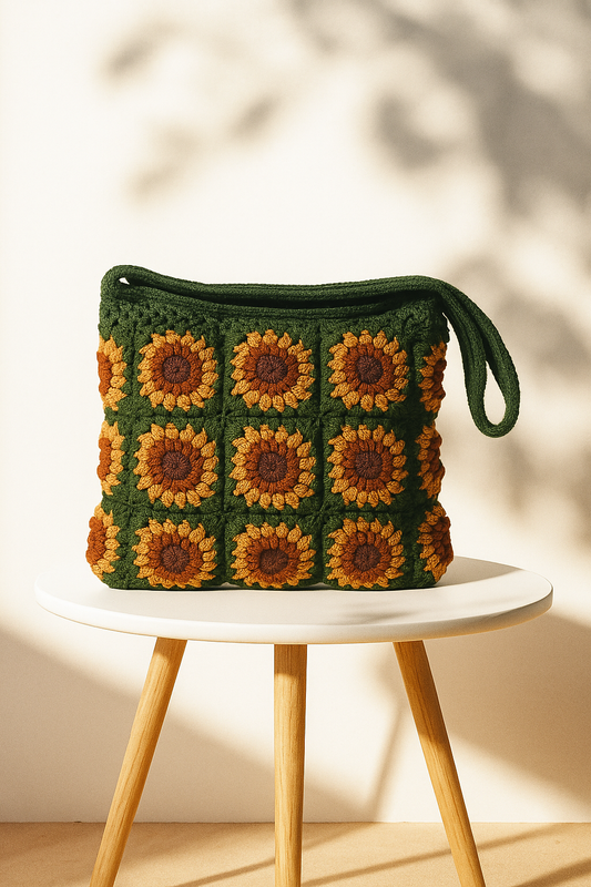 dark green with crochet pattern