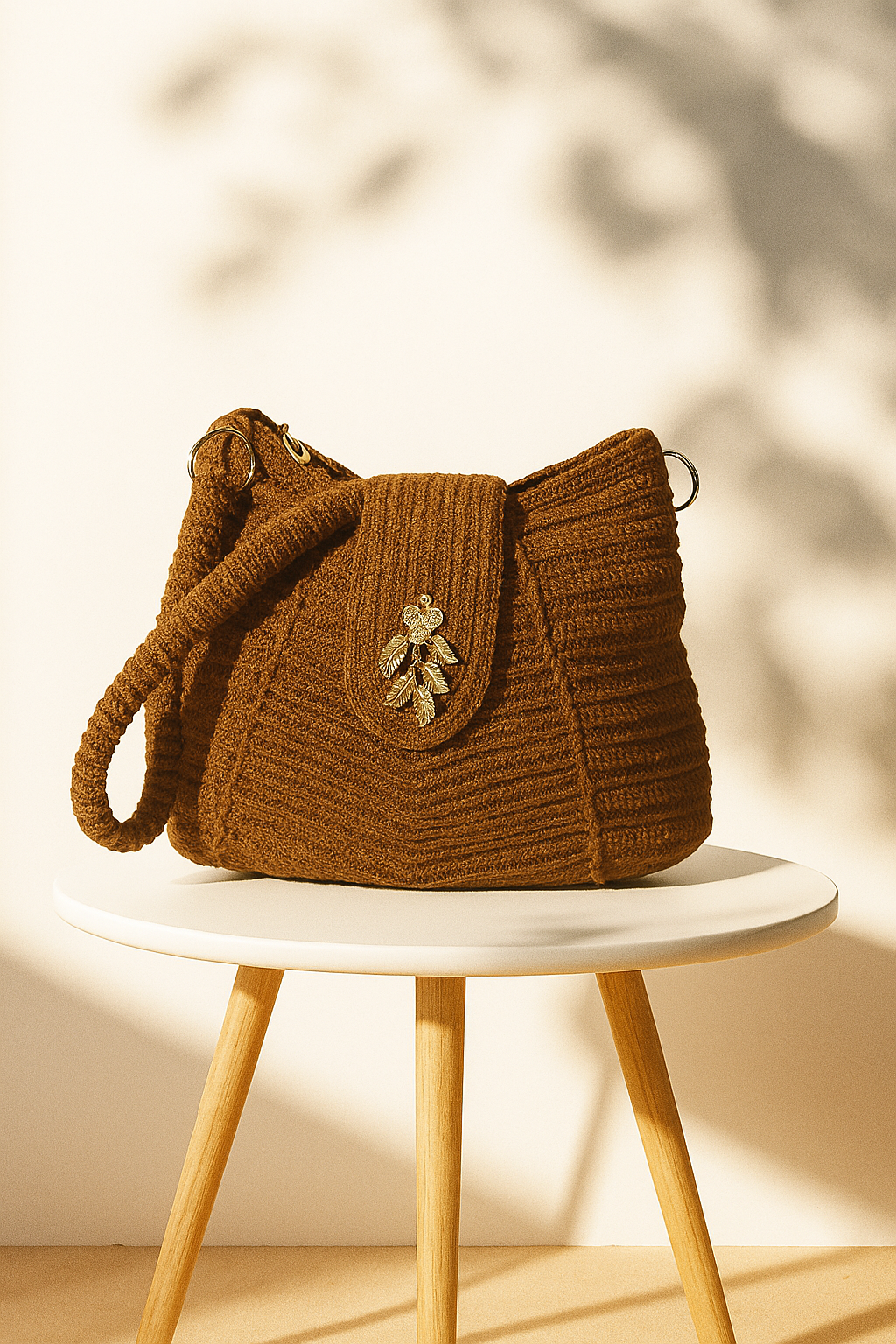 beautiful crochet brown bag