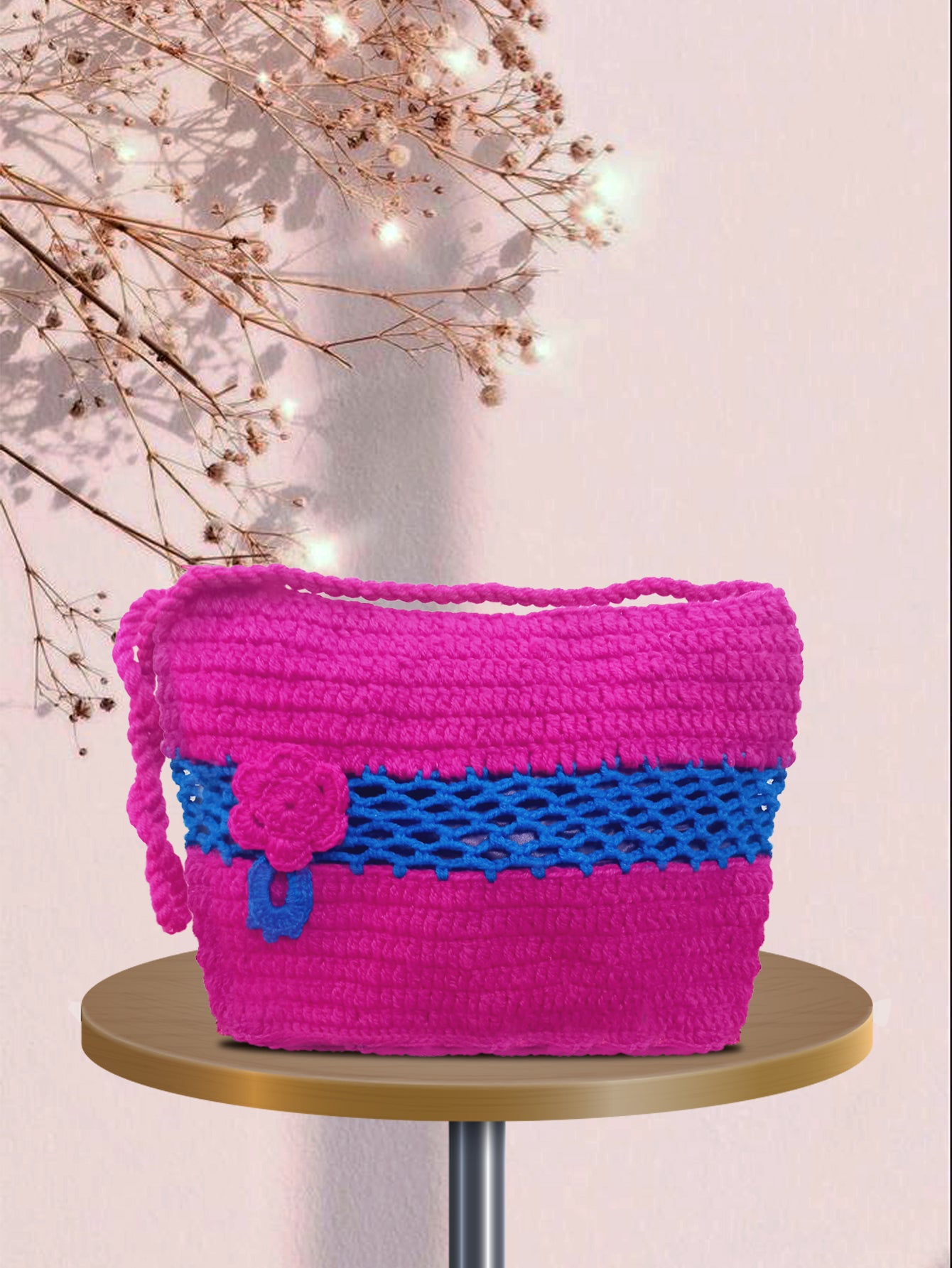 Purpulish pink crochet bag
